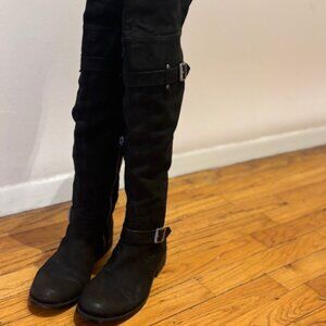 Vince Camuto Black Soft Leather Suede Knee High Boots